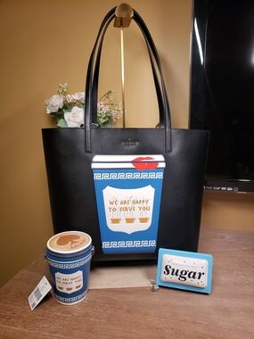 Kate Spade COFFEE BREAK Tote Set w/ Coffee Cup Crossbody & Sugar Coin Purse 3FER